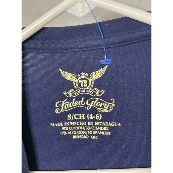 Faded Glory Girls Small 4-6 Navy Pineapple Shimmer T-Shirt Short Sleeve EUC - Picture 3 of 3